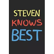 Steven Knows Best: Lined Journal, 120 Pages, 6 x 9, Steven Personalized Name Notebook Gift Idea, Black Matte Finish