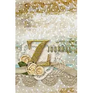 Z Journal: Letter Z Initial Monogram Lined Notebook - Flower and Heart Cream