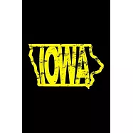 Funny Iowa Distressed Iowa State Map Football Basketball: Blank Lined Notebook Journal for Work, School, Office - 6x9