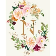 N: Initial Monogrammed Daily Planner; Undated Organizer for 12 months; Any year calendar with dot grid pages