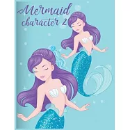 Mermaid character 2: Cute Notebook for Girls Teens Kids Journal College Ruled Blank Lined (8.5 x 11") Large nootbook