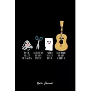 Music Journal: Rock Paper Scissors Nothing Beats Guitar Cool Christmas Gift - Black Ruled Lined Notebook - Diary