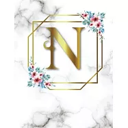 N: 2020-2025 Monthly Planner Initial Monogram Letter N Marble & Gold Floral 6 Year Planner, 72 Months Calendar, Six