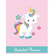Undated Planner: One day per page, 4 columns per day, Unicorn, organize your days by topic, project, job, contract
