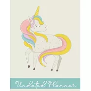 Undated Planner: One day per page, 4 columns per day, Unicorn, organize your days by topic, project, job, contract