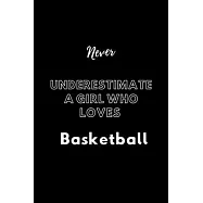 Never Underestimate A Girl Who Loves Basketball: / School Composition Writing Book / 6" x 9" / 120 pgs. / College Ruled