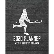 2020 Planner Weekly and Monthly Organizer: Tennis Racquet Ball Dark Wood Vintage Rustic Theme - Calendar Views with 130