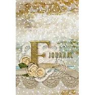 F Journal: Letter F Initial Monogram Lined Notebook - Flower and Heart Cream