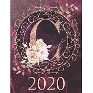 2020 Weekly Planner - Monogram Initial "C": 12-Month Large Print Rose Gold Glitter Purple Letter-Sized A4 Schedule