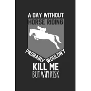 A day without horse riding would probably not kill me, but why risk: diary, notebook, book 100 lined pages in softcover