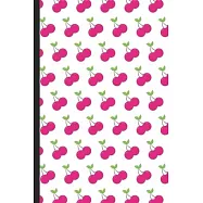 Notebook Journal: Red Cherries with a Green Stem on a White Cover Design. Perfect Gift for Boys Girls and Adults of All