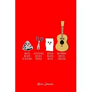Music Journal: Rock Paper Scissors Nothing Beats Guitar Cool Christmas Gift - Red Ruled Lined Notebook - Diary, Writing