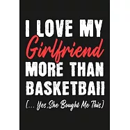 I love my girlfriend More basketball Than (...yes, she bought me this): Journal-notebook funny quotes gift for Him
