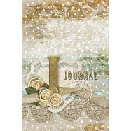 I Journal: Letter I Initial Monogram Lined Notebook - Flower and Heart Cream