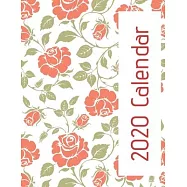 2020 Calendar: Monthly wall calendar. Beautiful rose print designs each month. Twelve months with space to write in