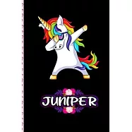 Juniper - Dabbing Unicorn personalized named Notebook: Personalized Dabbing Unicorn notebook For Girls Who Love