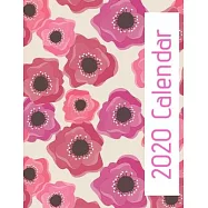 2020 Calendar: Monthly wall calendar. Beautiful pink & red floral print designs each month. Twelve months with space to