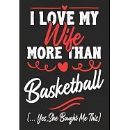 I love my Wife More Than basketball (...yes, she bought me this): Journal-notebook funny quotes gift for Him