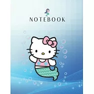 Notebook: Hello Kitty Mermaid Blank Marble Rule Lined Large Notebook for Cute Girls Teens Kids 110 Pages of 8.5x11 The