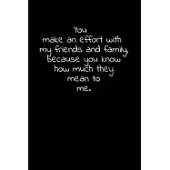 You make an effort with my friends and family, because you know how much they mean to me.: Daily Practices, Writing