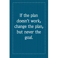If the plan doesn’’t work, change the plan, but never the goal.: If the plan doesn’’t work, change the plan, but never