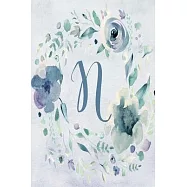 Planner Undated 6"x9" - Blue Purple Floral Design - Initial N: Non-dated Weekly and Monthly Day Planner, Calendar