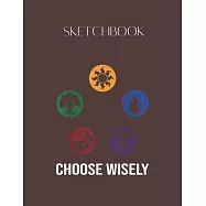 SketchBook: Mana Symbols Gathering Magic Choose Wisely Blue Red Green3 Designed Lovely Blank Plain White Paper