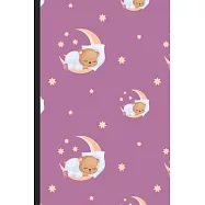 Notebook Journal: Cute Baby Bear with Pillow and Bed Sheets Sleeping on the Moon Cover Design. Perfect Gift for Boys