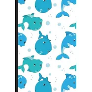 Notebook Journal: Blue Whales and Dolphins Swimming in the Ocean with Sea Bubbles Cover Design. Perfect Gift for Boys