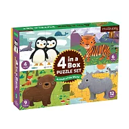 Animals of the World 4-In-A-Box Puzzle Set
