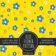 Blue Flower Pattern Scrapbook Paper Pad: Yellow Background 8x8 Decorative Paper Design Scrapbooking Kit for Cardmaking
