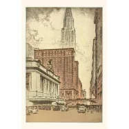 Vintage Journal Grand Central Station and Chrysler Building Illustration