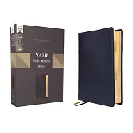 Nasb, Wide Margin Bible, Genuine Leather, Calfskin, Navy, Red Letter, 1995 Text, Comfort Print