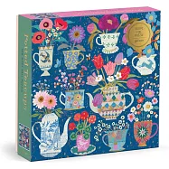 Galison Potted Teacups &ndash; 500 Piece Foil Jigsaw Puzzle Featuring Beautiful Artwork of Potted Teacups with Floral