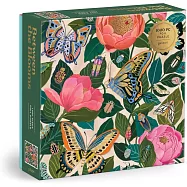 Galison Between The Blooms &ndash; 1000 Piece Foil Jigsaw Puzzle Featuring Beautiful Artwork of Butterflies Nestled in