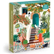 Galison Mediterranean Cats &ndash; 1000 Piece Jigsaw Puzzle Featuring Beautiful Artwork of A Citrus Inspired Stoop with Cats