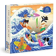 Galison The Great Surf &ndash; 500 Piece Jigsaw Puzzle Featuring Beautiful Artwork of Cats and Dogs Surfing Waves