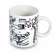 Cubbish 傻笑鱷魚陶瓷馬克杯 對話款-1入白色