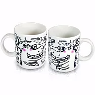 Cubbish 傻笑鱷魚陶瓷馬克杯 對話款-2入白色