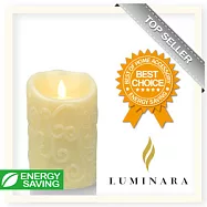 【Luminara 盧米娜拉 擬真火焰 蠟燭】 象牙白香草香氛浮雕蠟燭禮盒(中)+ 加贈充電電池組