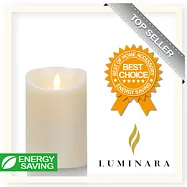 【Luminara 盧米娜拉 擬真火焰 蠟燭】 象牙白香草香氛光滑蠟燭禮盒(中)+ 加贈充電電池組