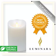 【Luminara 盧米娜拉 擬真火焰 蠟燭】 珍珠白海洋香氛光滑蠟燭禮盒(中)+ 加贈充電電池組