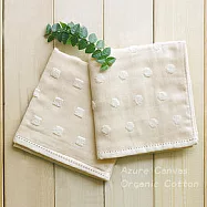 【Azure Canvas藍天畫布】100%有機棉紗布緹花毛巾大方巾34x35cm圓點