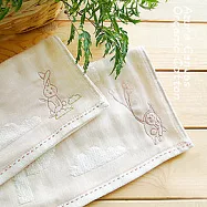 【Azure Canvas藍天畫布】100%有機棉 兒童緹花紗布毛巾/洗臉巾26x52cm草兔