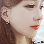 Lucita 韓國新款式 時尚流行貼耳垂掛耳環 星星相映 玫瑰金