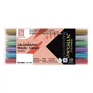 【Kuretake 日本吳竹】 金屬色系雙頭平頭麥克筆 6色套組