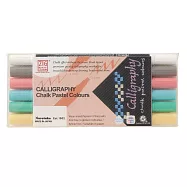 【Kuretake 日本吳竹】 粉筆色系 雙頭平頭麥克筆 6色套組 MS-6400/6V