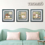 TROMSO寧靜藍風格框中框畫-海岸花鄉