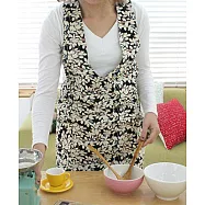 [Mamae] 出口韓國 時尚清新小花圍裙 簡約風格 成人廚房圍裙黑色