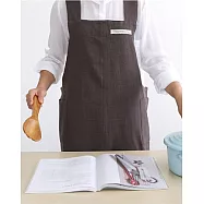 [Mamae] ~秋冬款~出口韓國時尚長款厚麻棉圍裙 高雅風格 成人廚房工作服咖啡色